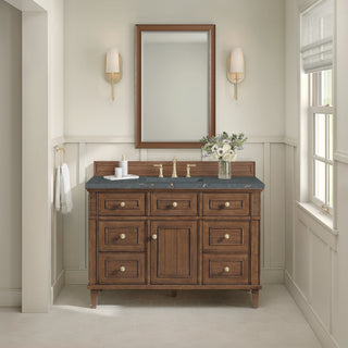 48 Inch Lorelai Freestanding Vanity in Mid-Century Walnut / Parisien Bleu Top