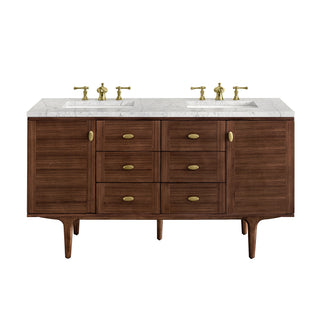 60 Inch Amberly Dual Mount Vanity in Mid-Century Walnut / Eternal Jasmine Pearl Top