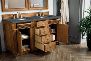 60 Inch Bristol Freestanding Vanity in Saddle Brown / Parisien Bleu Top