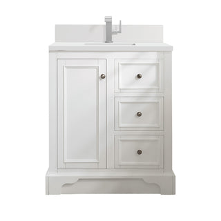 31.25 Inch De Soto Freestanding Vanity in Bright White / White Zeus Top
