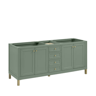 72 Inch Chicago Freestanding Vanity in Smokey Celadon / Arctic Fall Top