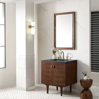 30 Inch Amberly Dual Mount Vanity in Mid-Century Walnut / Charcoal Soapstone Top