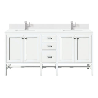 72 Inch Addison Freestanding Vanity in Glossy White / White Zeus Top