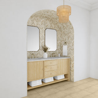 72 Inch Marigot Freestanding Vanity in Sunwashed Oak / Victorian Silver Top