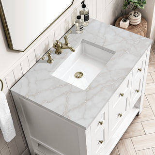 36 Inch Breckenridge Freestanding Vanity in Bright White / Victorian Silver Top