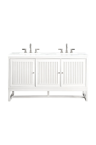 60 Inch Athens Dual Mount Vanity in Glossy White / Arctic Fall Top