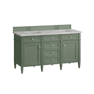 60 Inch Brittany Freestanding Vanity in Smokey Celadon / Victorian Silver Top