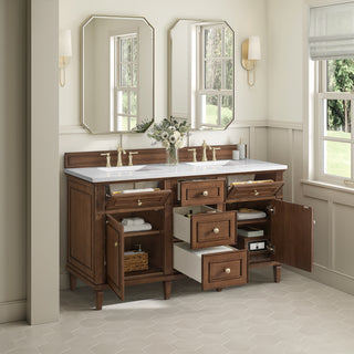 60 Inch Lorelai Freestanding Vanity in Mid-Century Walnut / White Zeus Top