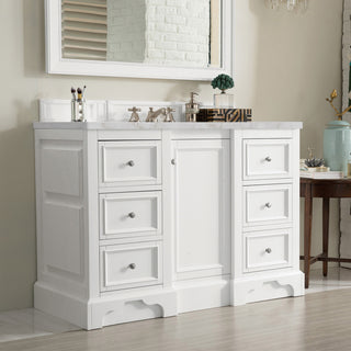 49.25 Inch De Soto Freestanding Vanity in Bright White / Victorian Silver Top