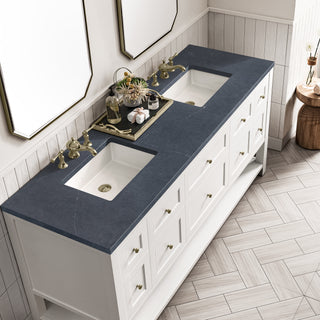 72 Inch Breckenridge Freestanding Vanity in Bright White / Charcoal Soapstone Top