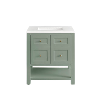 30 Inch Breckenridge Freestanding Vanity in Smokey Celadon / White Zeus Top
