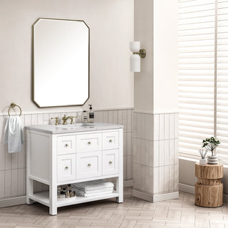 36 Inch Breckenridge Freestanding Vanity in Bright White / Eternal Jasmine Pearl Top