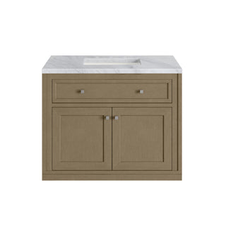 36 Inch Chicago Freestanding Vanity in Walnut Whisper / Carrara White Top