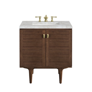 30 Inch Amberly Dual Mount Vanity in Mid-Century Walnut / Victorian Silver Top