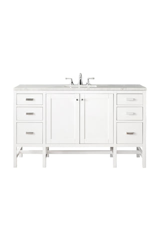 60 Inch Addison Freestanding Vanity in Glossy White / Arctic Fall Top