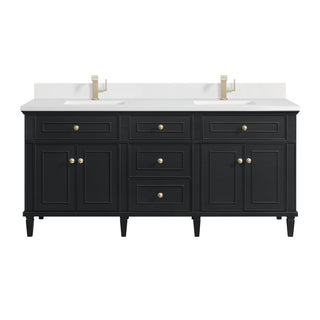 72 Inch Lorelai Freestanding Vanity in Black Onyx / White Zeus Top