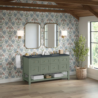 60 Inch Breckenridge Freestanding Vanity in Smokey Celadon / Charcoal Soapstone Top
