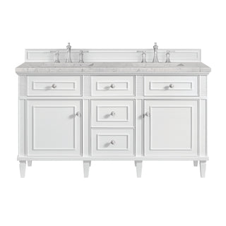 60 Inch Lorelai Freestanding Vanity in Bright White / Eternal Jasmine Pearl Top