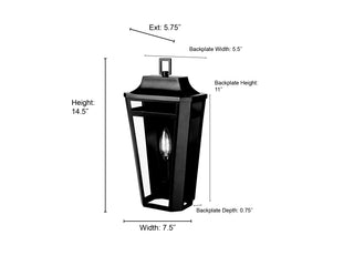 Sumerlin 14.5" High 1-Light Outdoor Wall Sconce - Powder Coated Black
