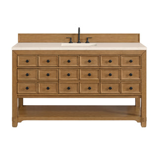 60 Inch Malibu Freestanding Vanity in Amber Birch / Eternal Marfil Top
