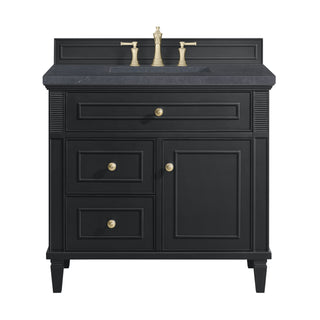 36 Inch Lorelai Freestanding Vanity in Black Onyx / Charcoal Soapstone Top