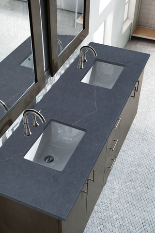 72 Inch Metropolitan Dual Mount Vanity in Silver Oak / Charcoal Soapstone Top