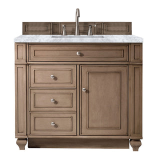 36 Inch Bristol Freestanding Vanity in Whitewashed Walnut / Carrara White Top