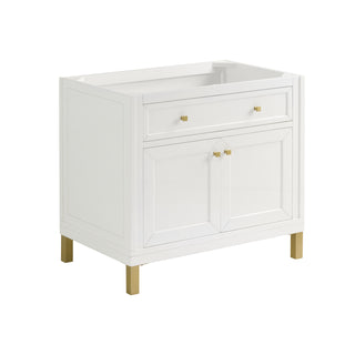 36 Inch Chicago Freestanding Vanity in Glossy White / White Zeus Top