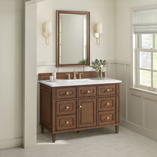 48 Inch Lorelai Freestanding Vanity in Mid-Century Walnut / White Zeus Top
