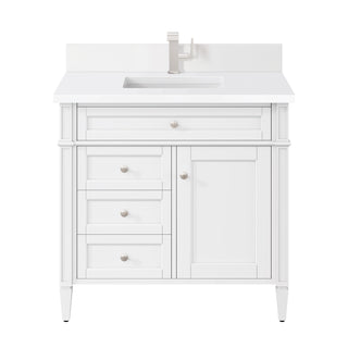 36 Inch Brittany Freestanding Vanity in Bright White / White Zeus Top