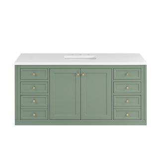 60 Inch Chicago Freestanding Vanity in Smokey Celadon / White Zeus Top