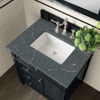 30 Inch Brittany Freestanding Vanity in Black Onyx / Parisien Bleu Top