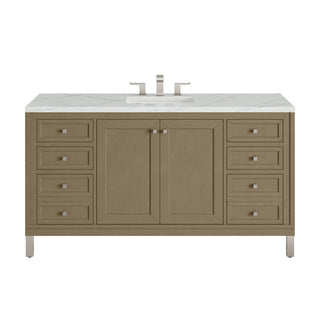 60 Inch Chicago Freestanding Vanity in Walnut Whisper / Ethereal Noctis Top