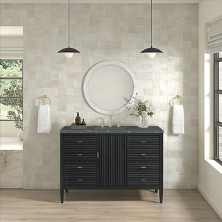 48 Inch Myrrin Freestanding Vanity in Carbon Oak / Parisien Bleu Top