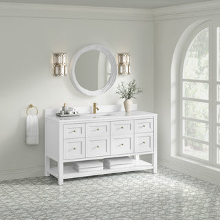 60 Inch Breckenridge Freestanding Vanity in Bright White / White Zeus Top