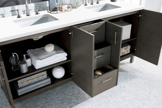 72 Inch Metropolitan Dual Mount Vanity in Silver Oak / White Zeus Top
