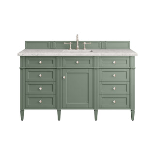 60 Inch Brittany Freestanding Vanity in Smokey Celadon / Eternal Jasmine Pearl Top
