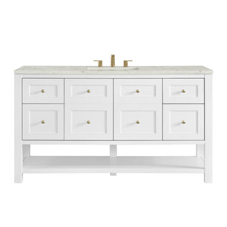 60 Inch Breckenridge Freestanding Vanity in Bright White / Victorian Silver Top