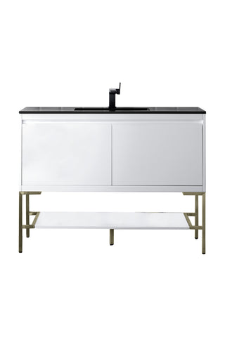 47.25 Inch Mantova Freestanding Vanity in Glossy White / Charcoal Black Top