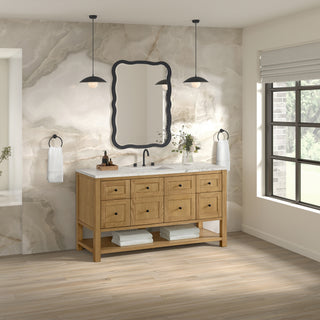 60 Inch Breckenridge Freestanding Vanity in Light Natural Oak / Victorian Silver Top