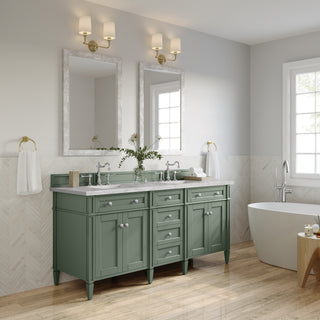 72 Inch Brittany Freestanding Vanity in Smokey Celadon / Victorian Silver Top