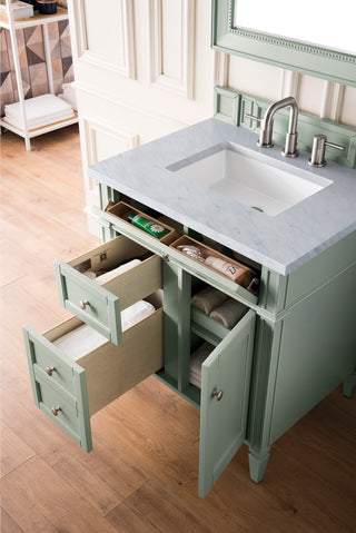 30 Inch Brittany Freestanding Vanity in Sage Green / Carrara White Top