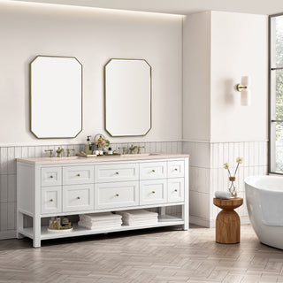 72 Inch Breckenridge Freestanding Vanity in Bright White / Eternal Marfil Top