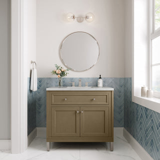 36 Inch Chicago Freestanding Vanity in Walnut Whisper / Arctic Fall Top