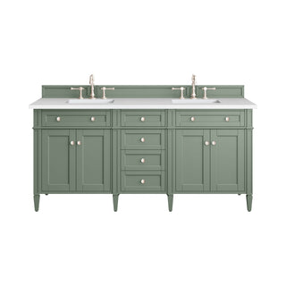 72 Inch Brittany Freestanding Vanity in Smokey Celadon / White Zeus Top