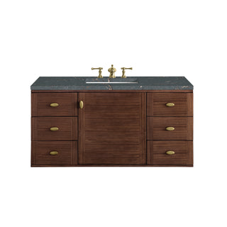 48 Inch Amberly Dual Mount Vanity in Mid-Century Walnut / Parisien Bleu Top