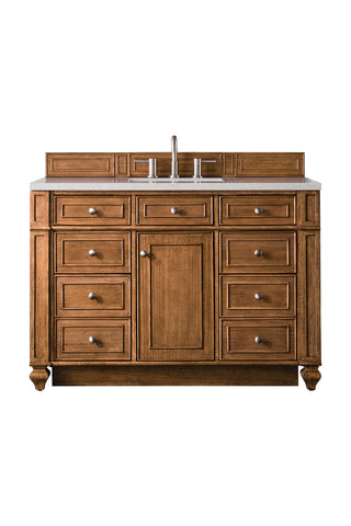 48 Inch Bristol Freestanding Vanity in Saddle Brown / Eternal Jasmine Pearl Top