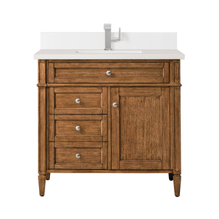 36 Inch Brittany Freestanding Vanity in Saddle Brown / White Zeus Top