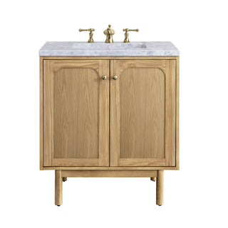 30 Inch Laurent Dual Mount Vanity in Light Natural Oak / Carrara White Top