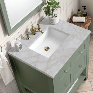 30 Inch Breckenridge Freestanding Vanity in Smokey Celadon / Victorian Silver Top